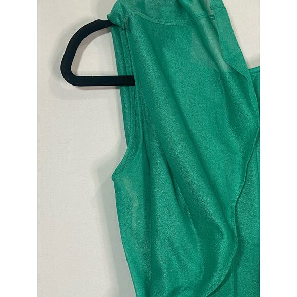 Vintage midi dress women’s small (estimated) Kelly green pleated skirt dress - Picture 2 of 4